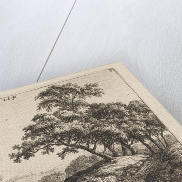 Flock of sheep in a river by Anthonie Waterloo