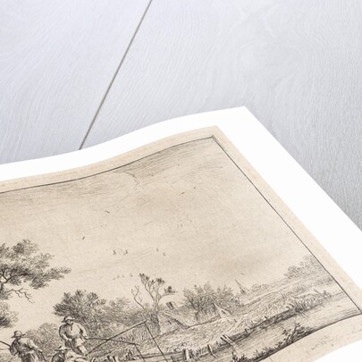 Three fishermen on a bridge, Anthonie Waterloo by Cornelis Danckerts II