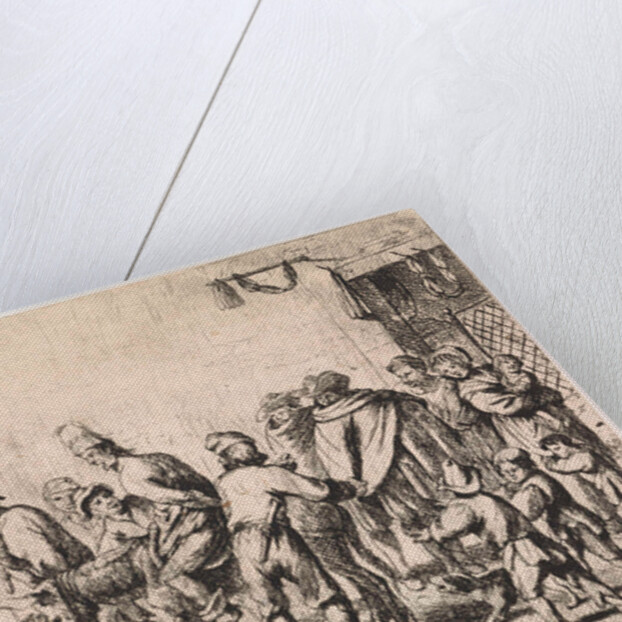 Man tied up on a donkey by Cornelis de Wael