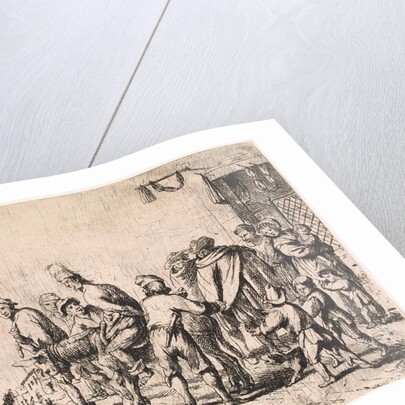 Man tied up on a donkey by Cornelis de Wael