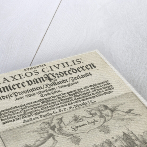 Title page of 'Maniere of Litigation' with a view on the Vijverberg and Binnenhof in The Hague by Cornelis Claesz