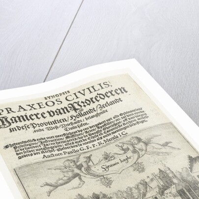 Title page of 'Maniere of Litigation' with a view on the Vijverberg and Binnenhof in The Hague by Cornelis Claesz