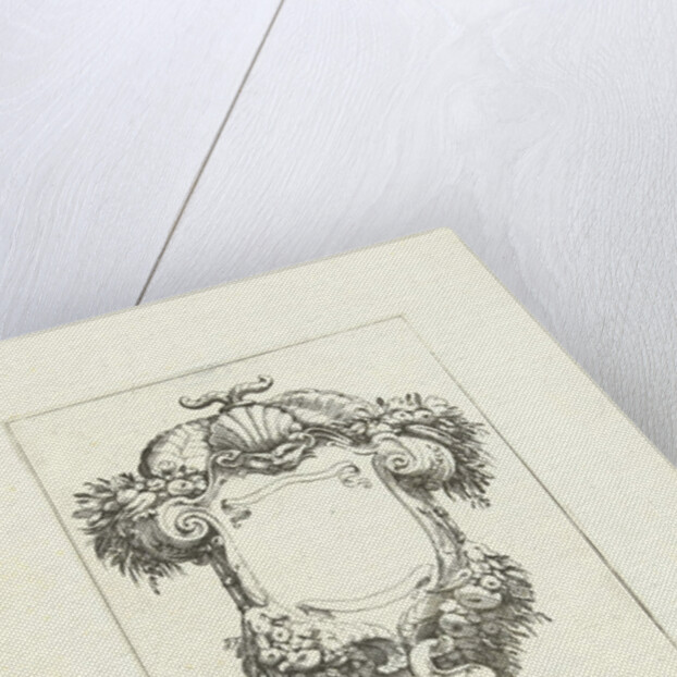 Cartouche with mask and cornucopias by Anonymous