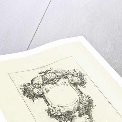 Cartouche with mask and cornucopias by Anonymous