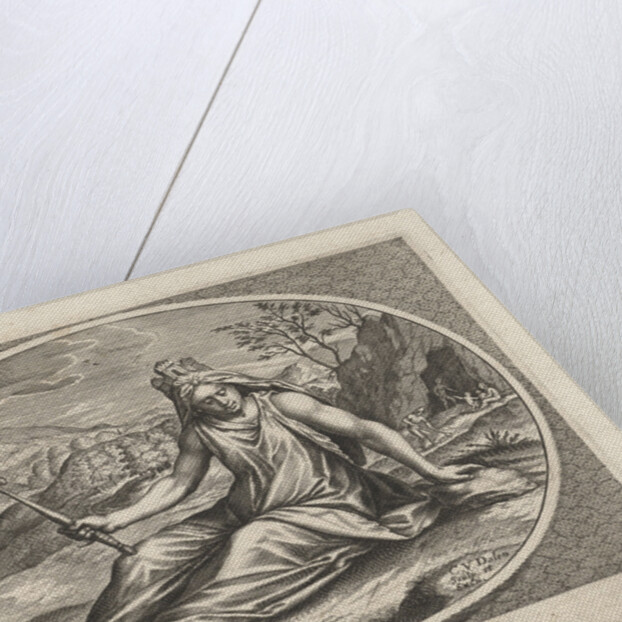 Female personification of earth element wall with crown and scepter by Cornelis van Dalen II