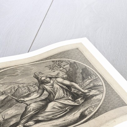 Female personification of earth element wall with crown and scepter by Cornelis van Dalen II