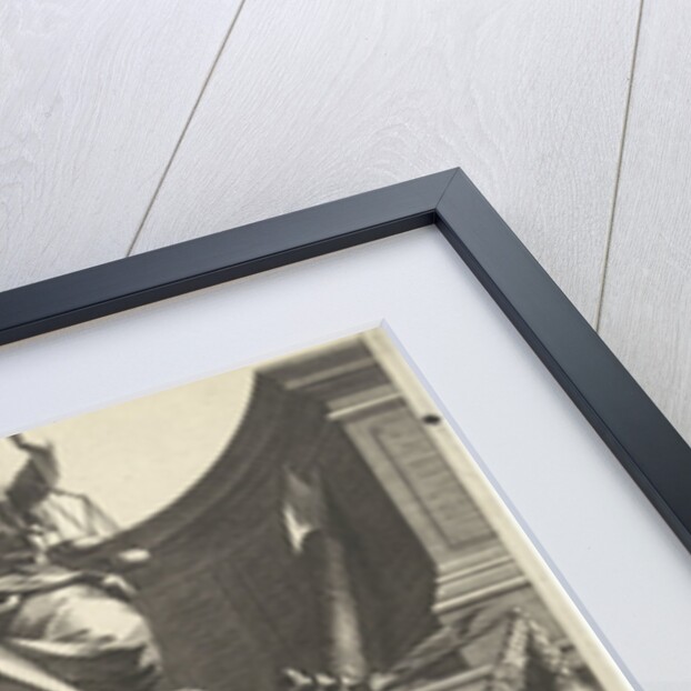 Justice enthroned above portrait of Justinian on base with title flanked by Temperance and Prudence by Lowijs Elzevier III and Daniel