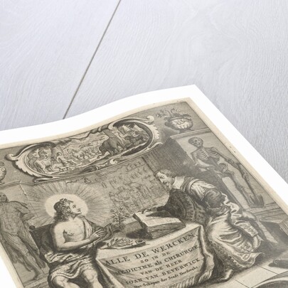 Physician Johan Beverwijk studying books about Apollo at the table in interior by Jan Jacobsz Schipper