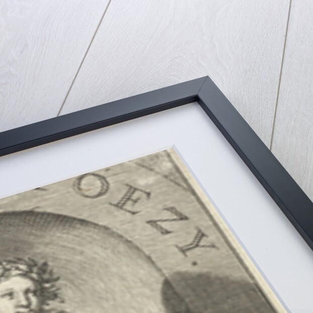 Muse Clio with trumpet and squirting milk from her breast, swan and putti at her feet by Joost Hartgers