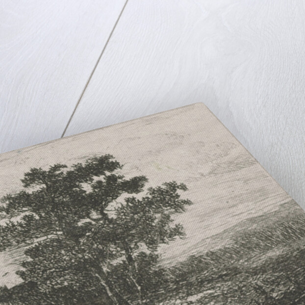 Two oaks and a wooden house by Hermanus Jan Hendrik van Rijkelijkhuysen