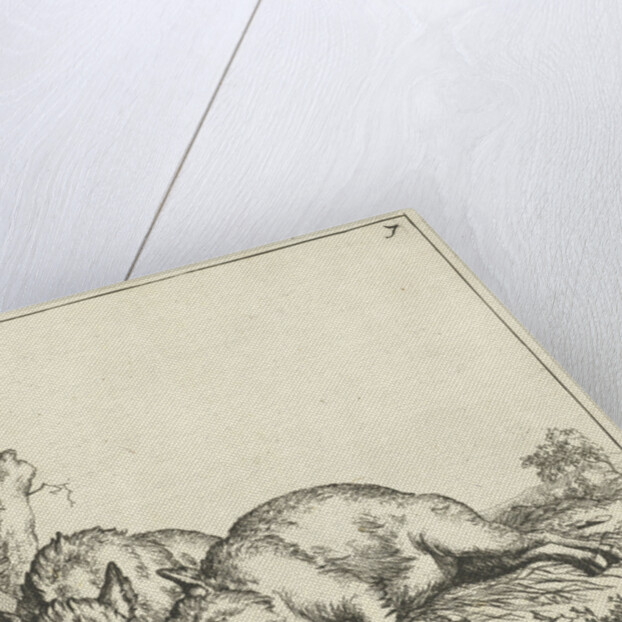 Two pigs lying near a fence by Paulus Potter