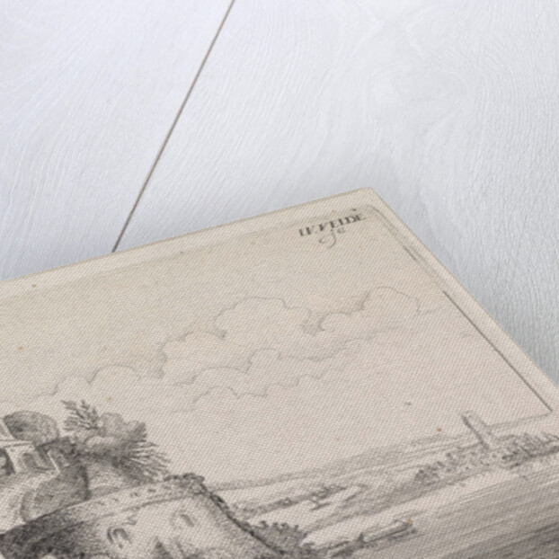 Figures at a fort in a river landscape by Jan van de Velde II