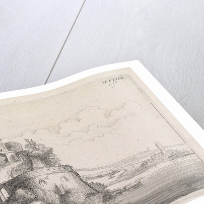 Figures at a fort in a river landscape by Jan van de Velde II