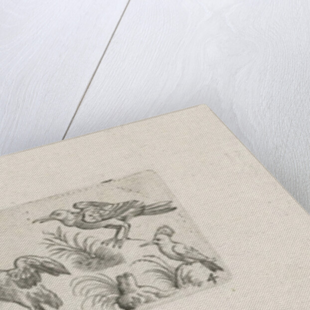 Frieze with eleven birds, at the left end of the frieze is a tree by Marcus Geeraerts