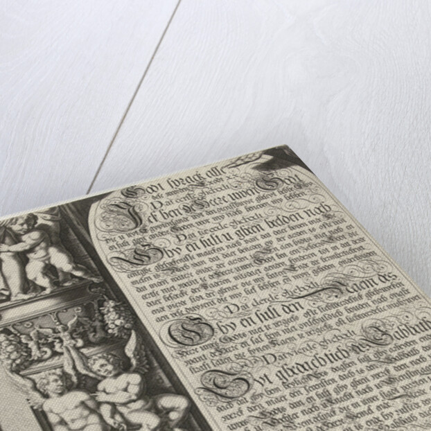 Moses and Aaron with the Tablets of the Law (leaf left) by Gerard Valck