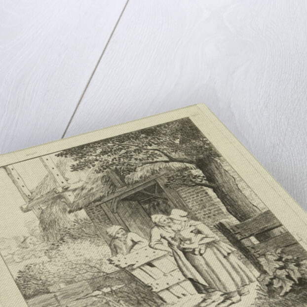 Two women and a man on a farm by Marie Lambertine Coclers