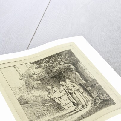 Two women and a man on a farm by Marie Lambertine Coclers