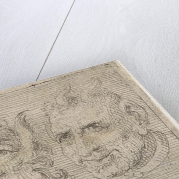 Three masks, two with horns by Pieter Feddes van Harlingen