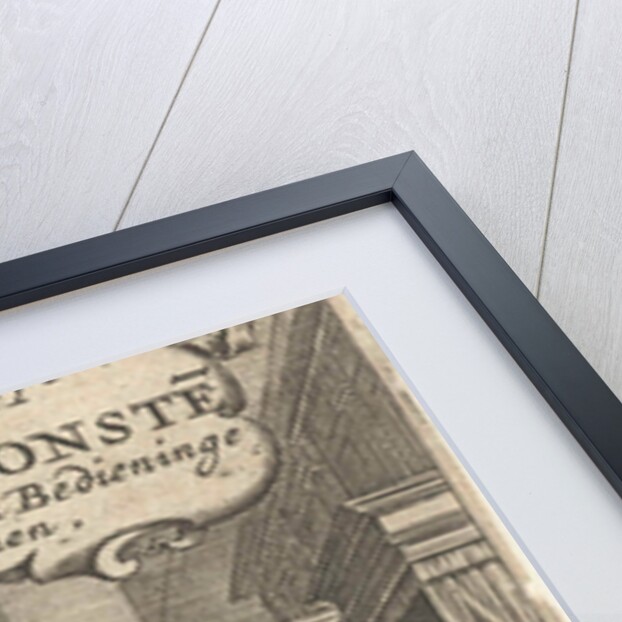 King on throne surrounded by nationals and cooper with barrel by Dirck van Ackersdijck