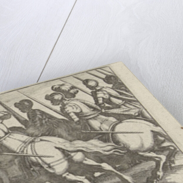 Cavalrymen storm a city wall by Simon Frisius