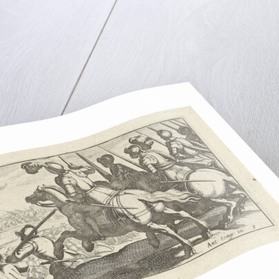 Cavalrymen storm a city wall by Simon Frisius