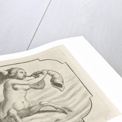 Female figure blowing on a conch by Justus Danckerts