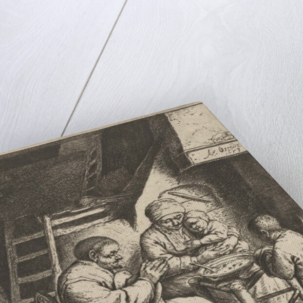 Family at the table for the meal by Adriaen van Ostade