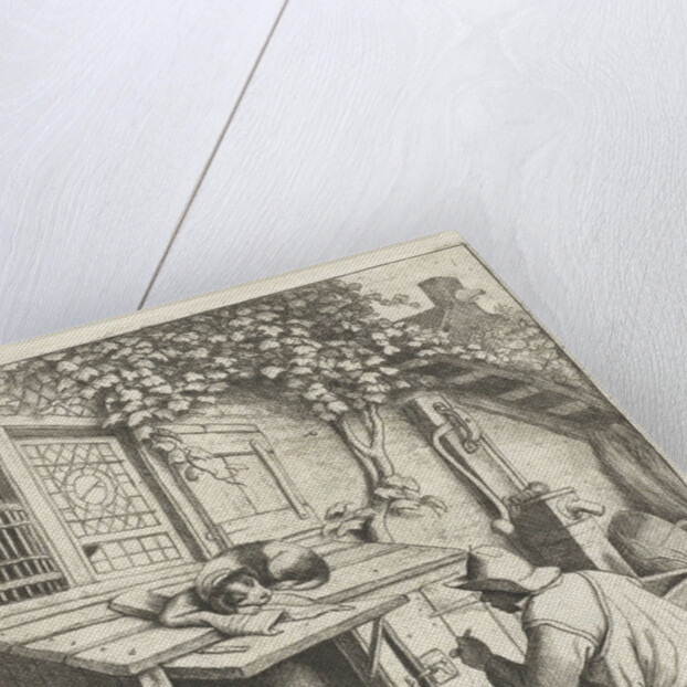 Shoemaker in store for his house and a customer by Adriaen van Ostade