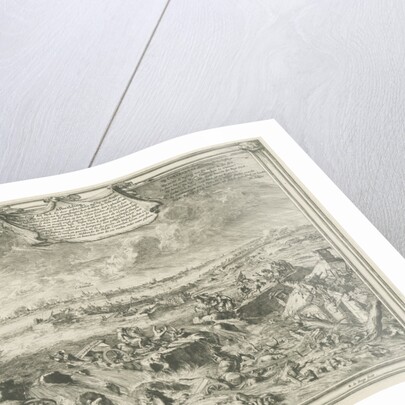 Dike near Coevorden, October 1 1673, enemy cavalry and artillery are washed away by the water, in the distance the city of Coevorden by Romeyn de Hooghe