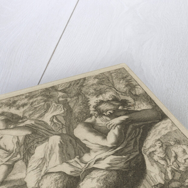 Sater and female figure cover the eyes from sunlight by Anonymous