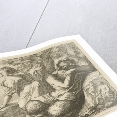 Sater and female figure cover the eyes from sunlight by Anonymous