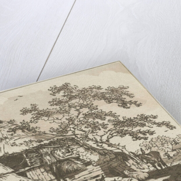 Farm in the yard with a cow, two sheep and a donkey by Timothy Sheldrake