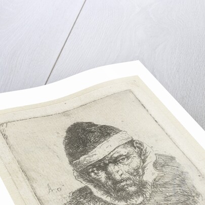 Bust of an old peasant with a pointed hat by Adriaen van Ostade