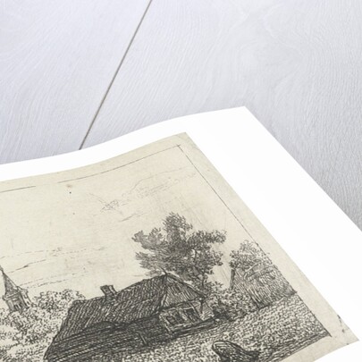 Village scene with church tower between trees by Johannes Franciscus Christ