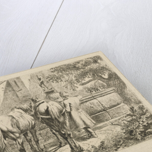 Drinking horses at a fountain by Johannes Mock