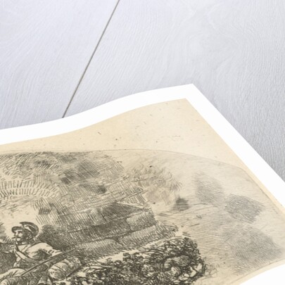 Against a wall seated soldier by Johannes Mock