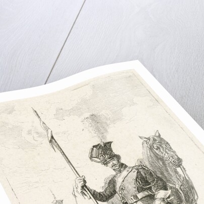 Soldier with a spear beside his horse by Johannes Mock