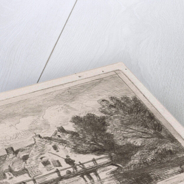 Angler on a bridge at a farm by Jan Gerard Smits