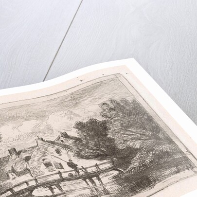 Angler on a bridge at a farm by Jan Gerard Smits