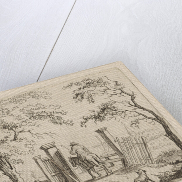 Rider with dog at a bridge by Hendrik Marcus Schouten