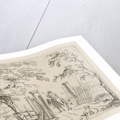 Rider with dog at a bridge by Hendrik Marcus Schouten