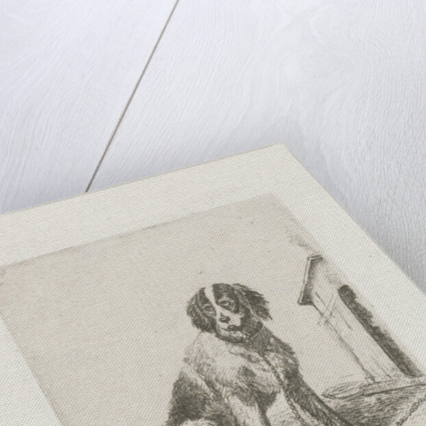 Sitting dog chained to a doghouse by Christiaan Wilhelmus Moorrees