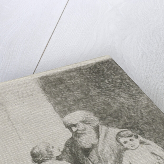 Old man with two kids and a dog by Christiaan Wilhelmus Moorrees