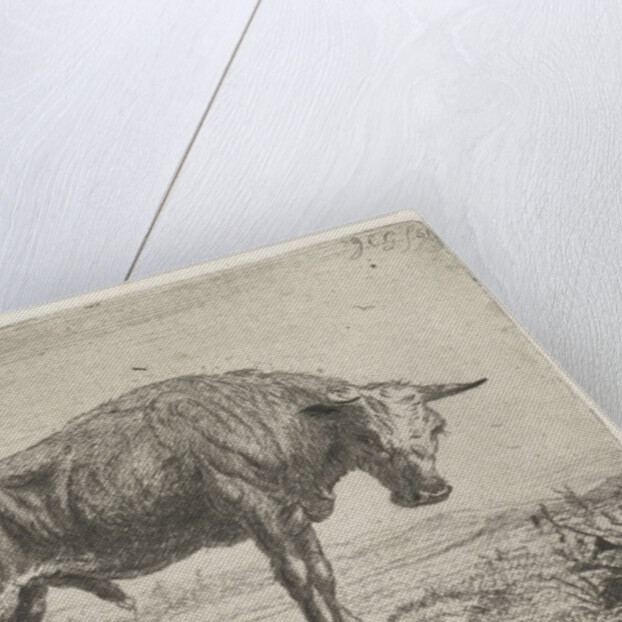 Standing bull by Jacobus Cornelis Gaal