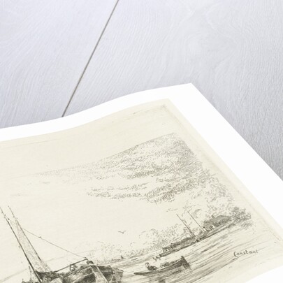 River view with boat and rowboat by Jan Daniël Cornelis Carel Willem baron de Constant Rebecque