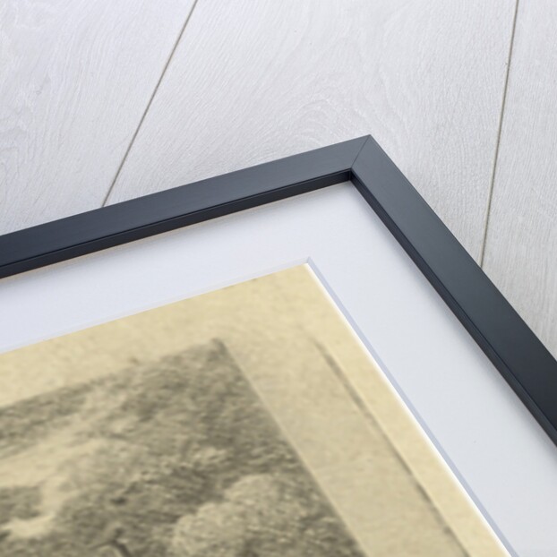 Cavalrymen around an explosion in a village by Gerardus Emaus de Micault