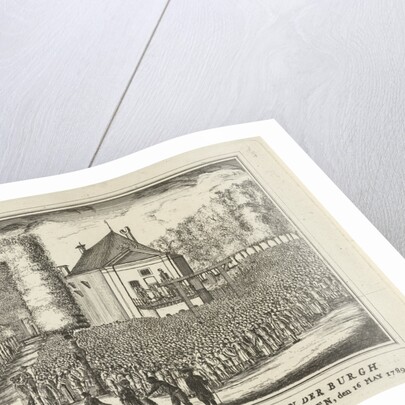 Execution of Cornelis van der Burg, Mayor of Bolsward, Leeuwarden on 16 May 1789, for the scaffold, a large mass of spectators by Rienk Jelgerhuis