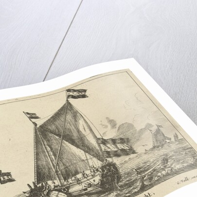 Two ships: a Statenjacht and an interpreter by Gerard Valck