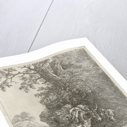 beast of burden on country road with it exonerating man by Hendrik Godart de Marée