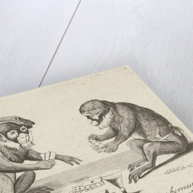 Two monkeys cards by Anonymous